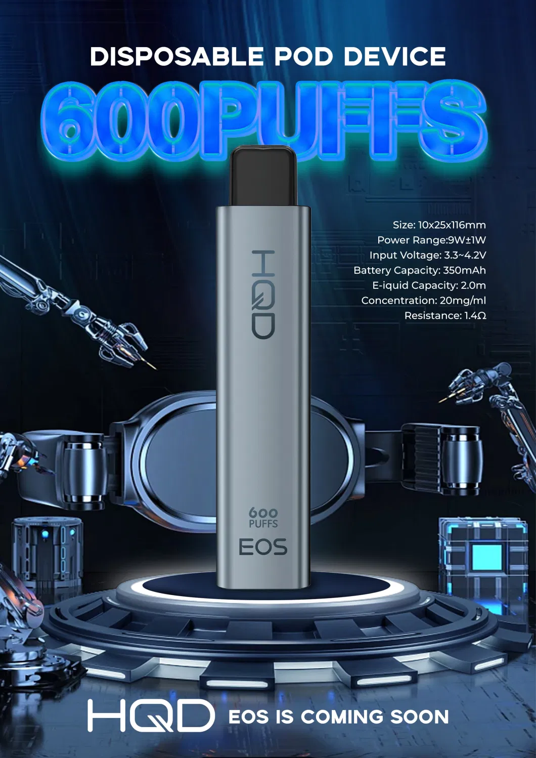 2023 Hqd EOS 600puffs 350mAh 2ml Disposable Electronic Cigarettes Best-Selling Vape